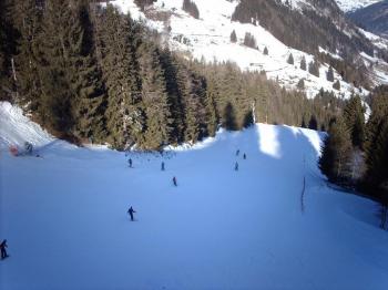Blick vom Skilift Kreuzboden auf die Talabfahrt